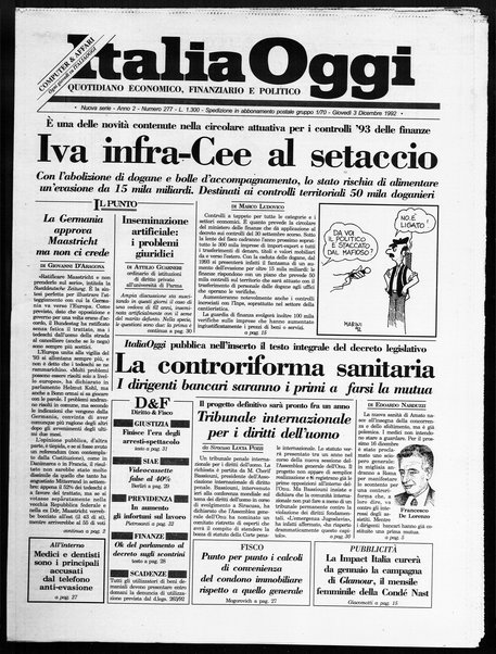 Italia oggi : quotidiano di economia finanza e politica